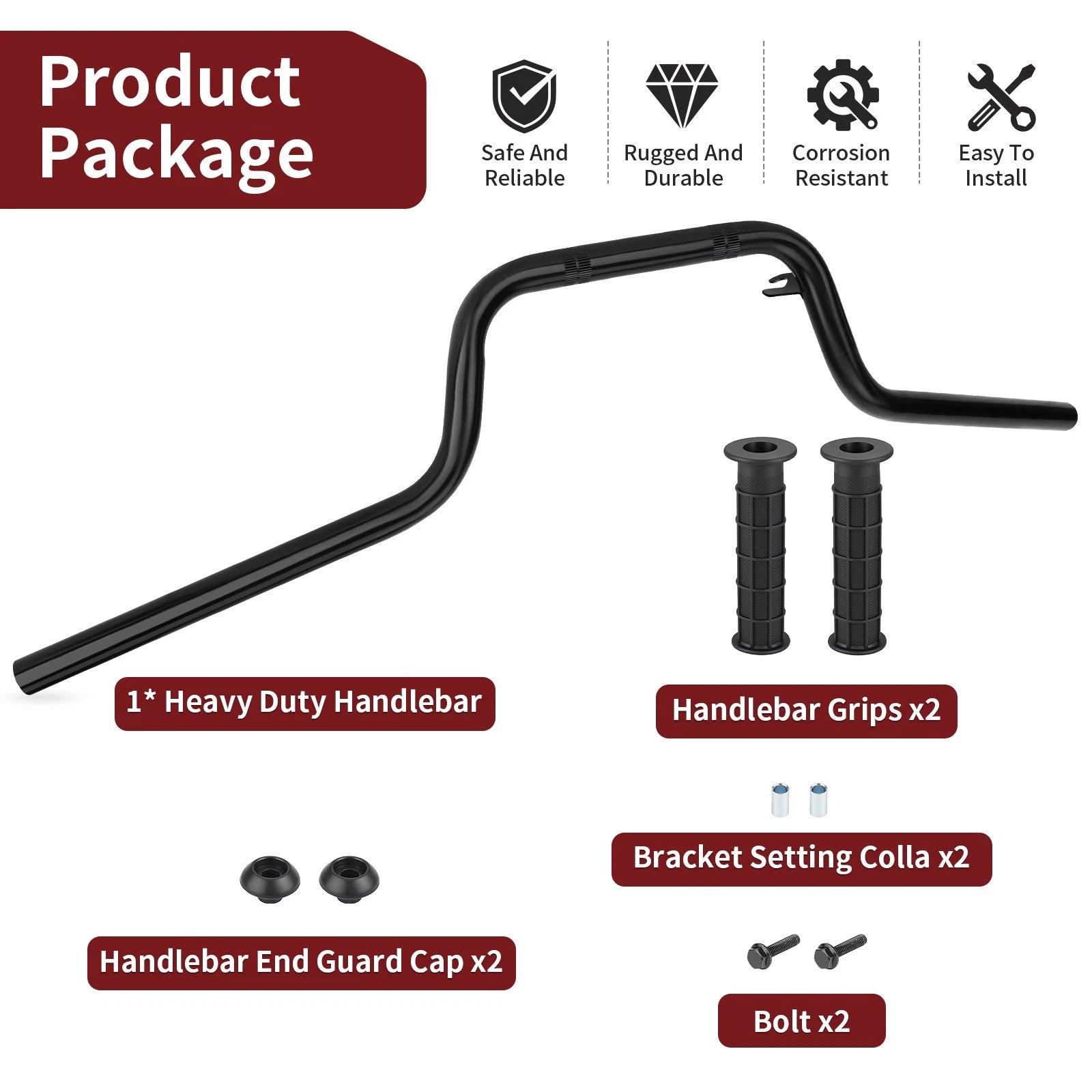 Handlebar & Grips Bar End 53100-HN8-A30 for Honda Rincon 650 TRX650FA/FGA (2003–2005)