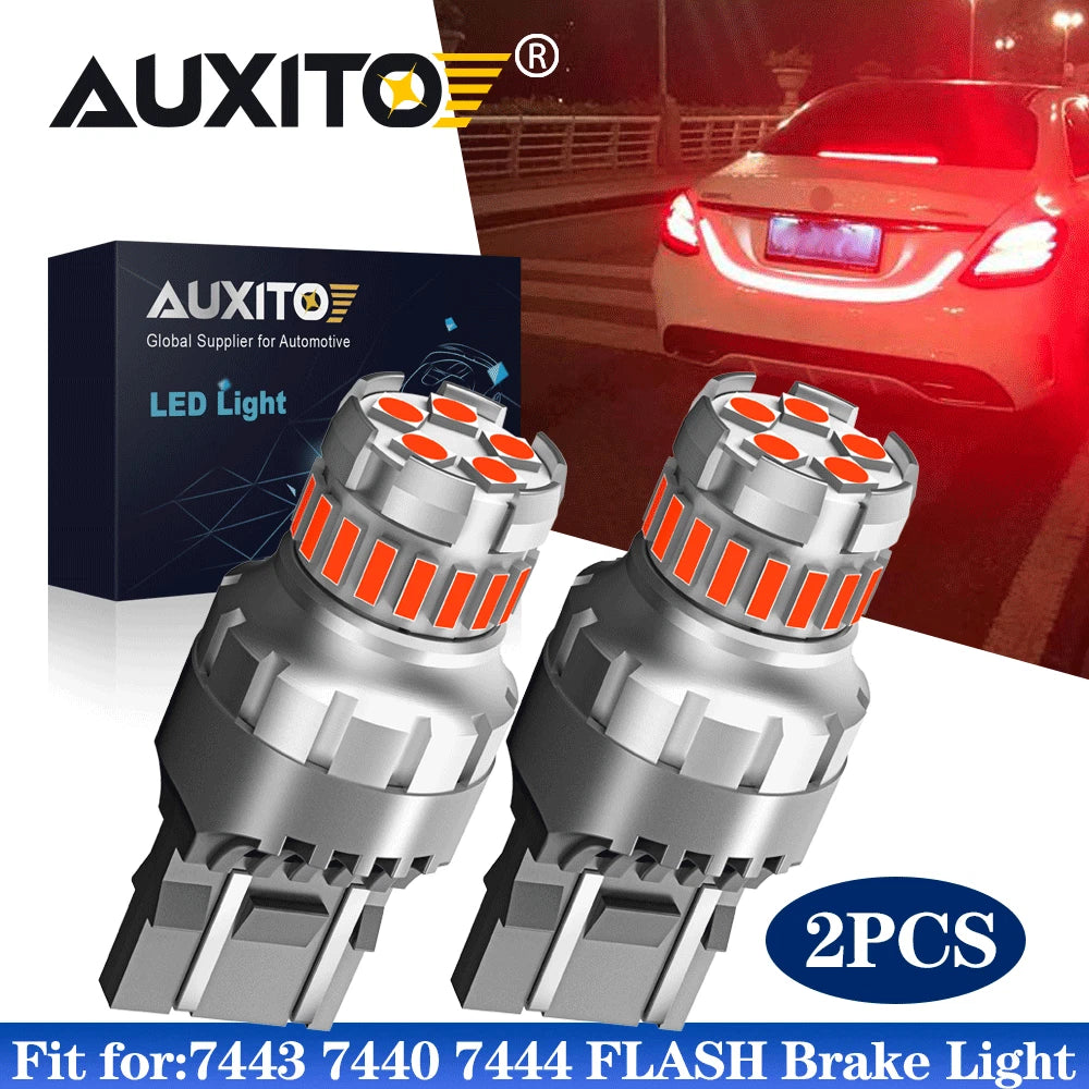 2X 7440 7443 Red LED Strobe Brake Tail Light Bulbs for