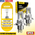 Set of 4 H4 9003 LED Headlight Bulbs for Various Vehicles (10000LM)