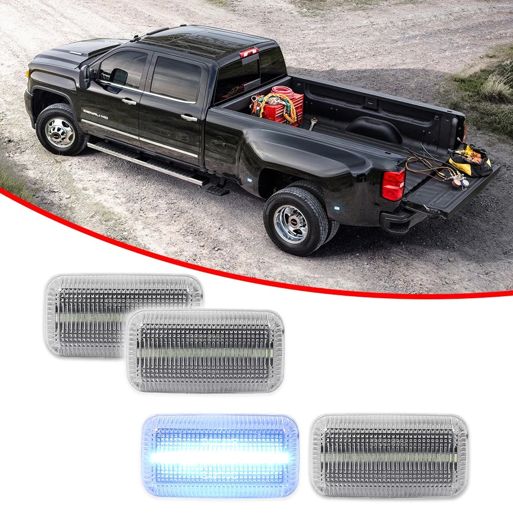 4X Clear Ice Blue LED Rear Fender Marker Lights for Chevy GMC 2500/3500HD (2015–2023)