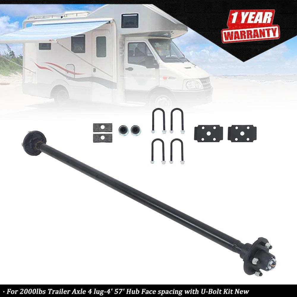 2000lbs Trailer Axle with U-Bolt Kit for 4 Lug Trailers (Year Range)