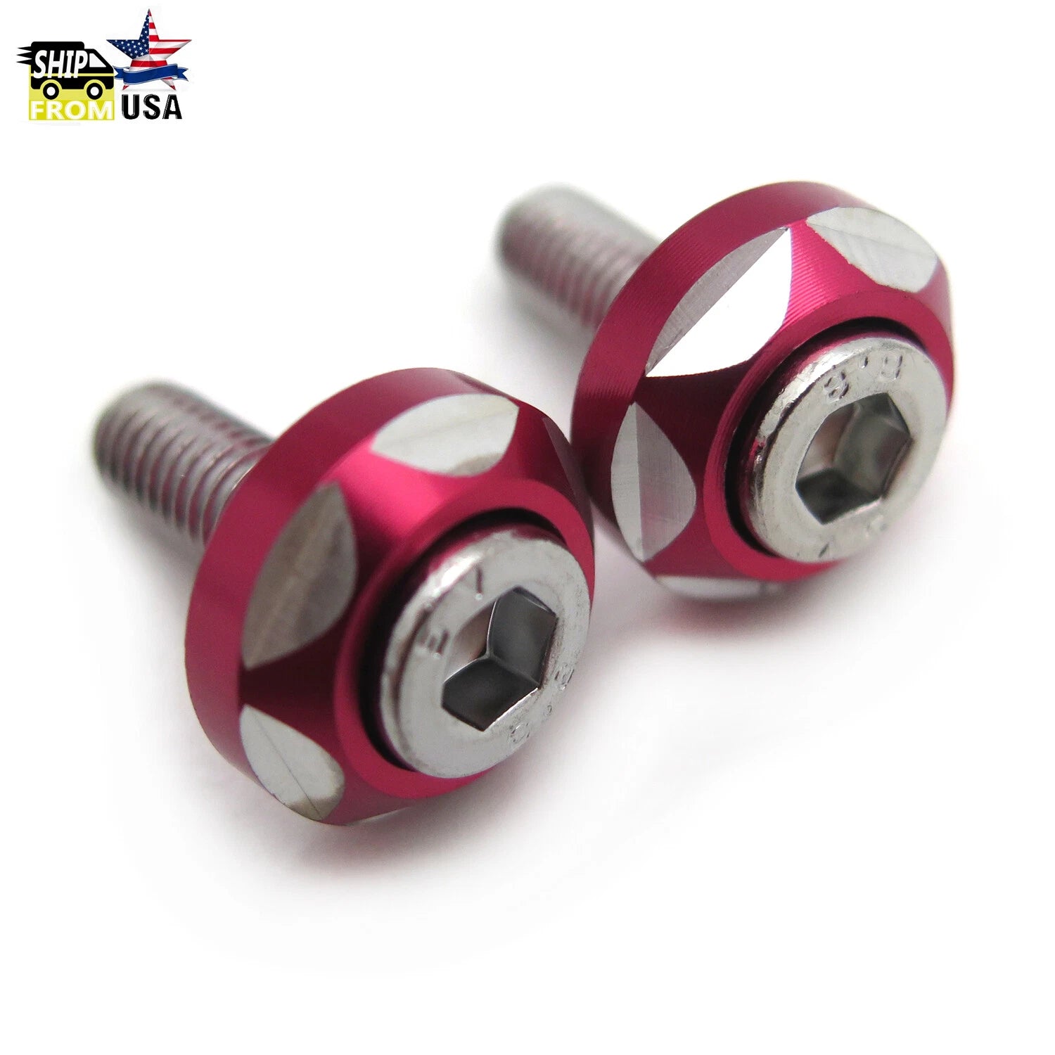 2X Red License Plate Frame Screw Bolt Caps for Car-Truck-Bike