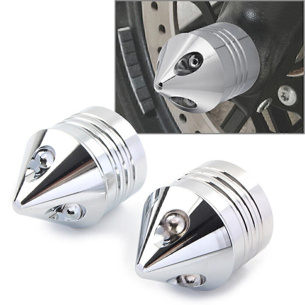 1 Pair Chrome Front Axle Cap Nut Cover for Harley Electra Glide Sportster (2000–2023)