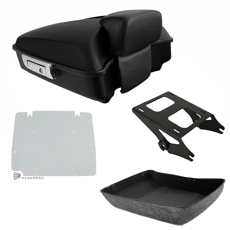 Matte Chopped Trunk Backrest Mount Plate for Harley Road King Glide (2014–2026)