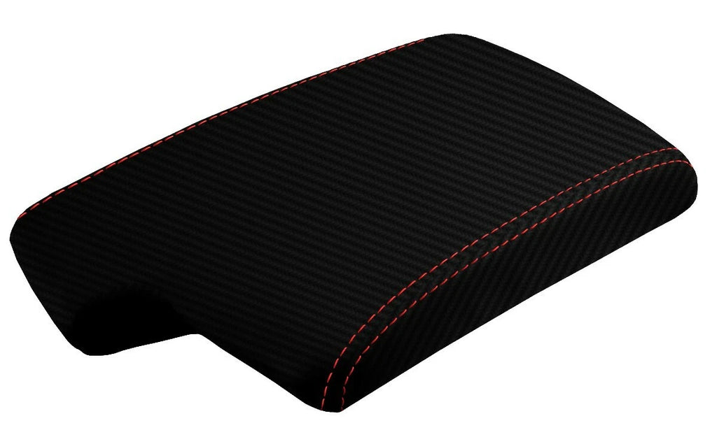 Carbon Fiber Console Lid Armrest Cover for BMW E90 (2005–2013) Red Stitch