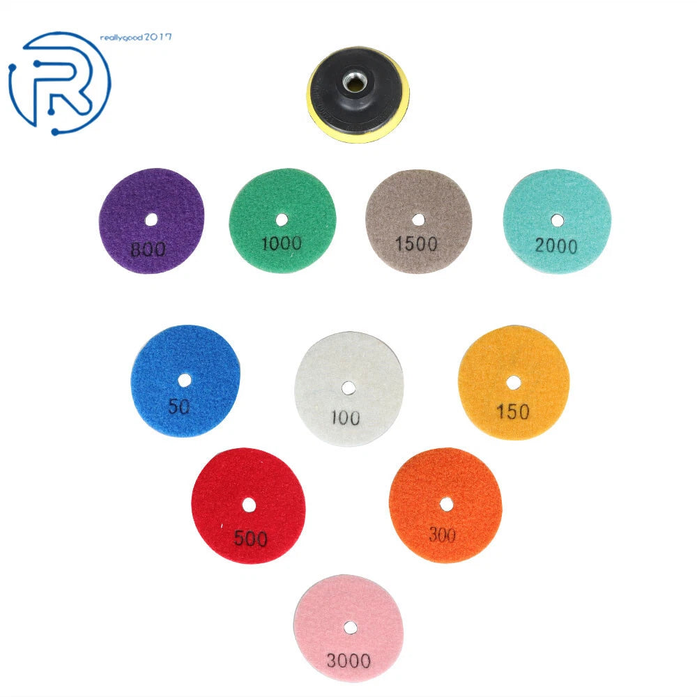 11PCS Diamond Polishing Pads Kit for Wet/Dry Polishing