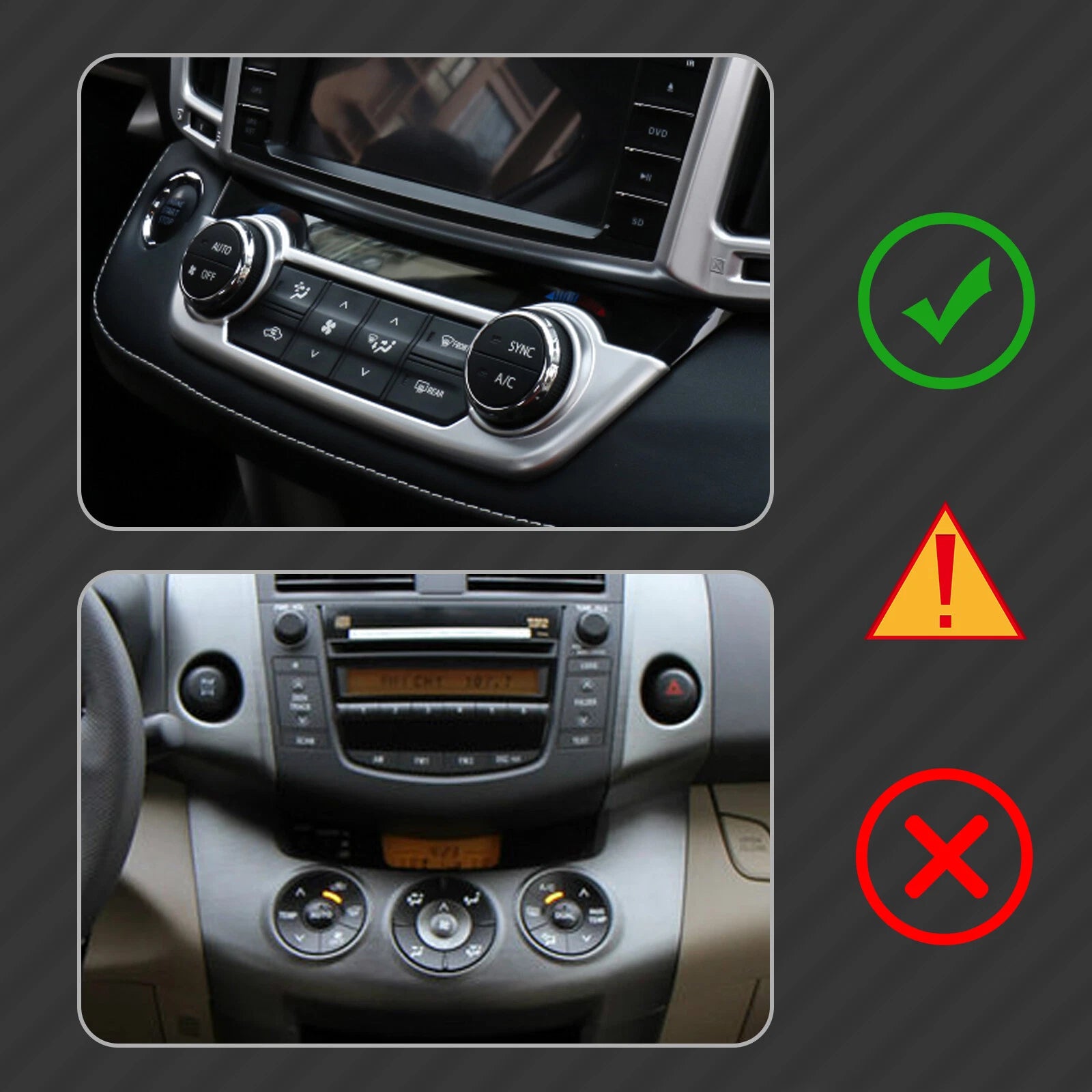 Matte Silver Dashboard AC Air Vent Cup Holder Handbrake Cover for RAV4 (2016-2018)
