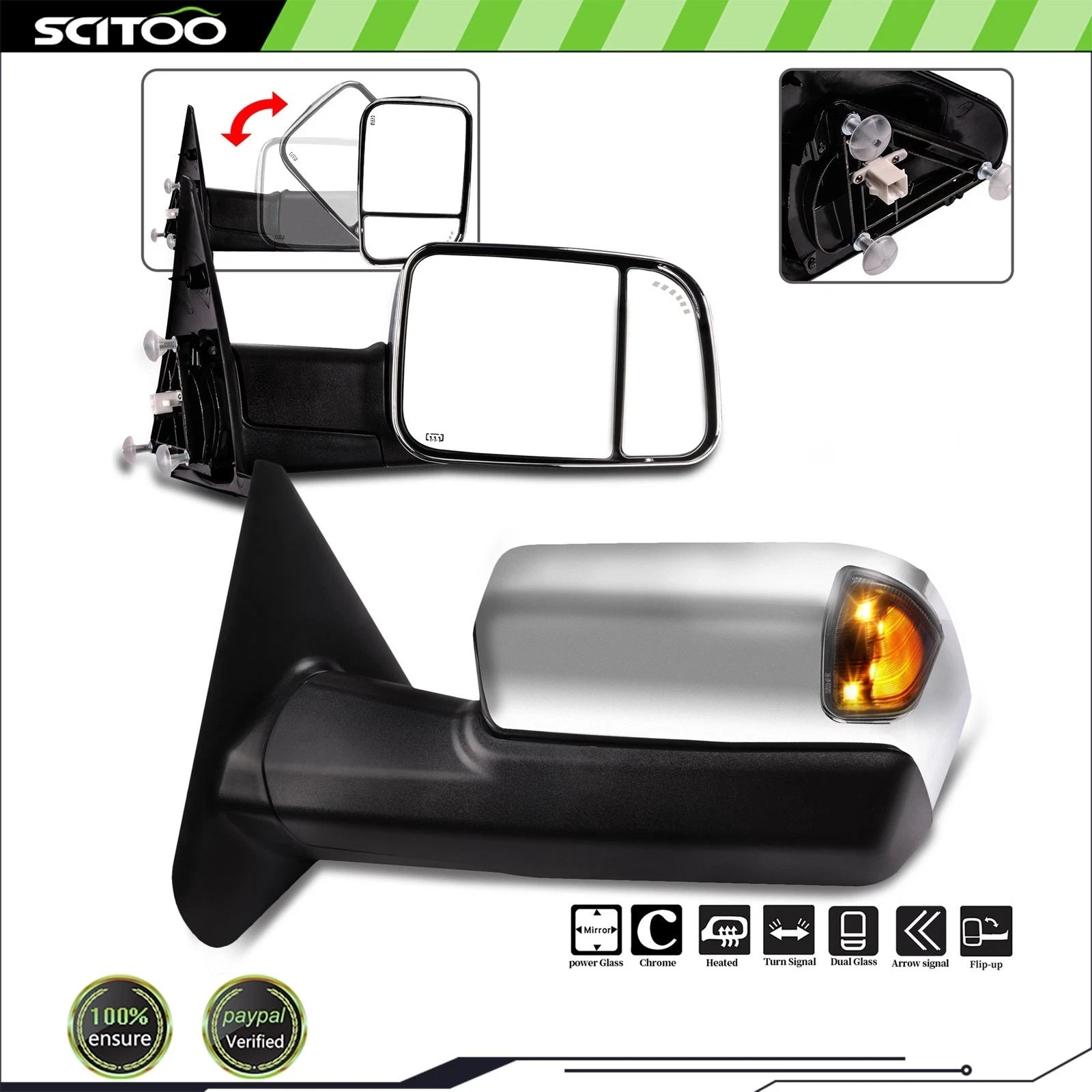 Towing Mirrors for Dodge Ram 1500 2500 3500 (2002–2008) Power Heated Turn Signals