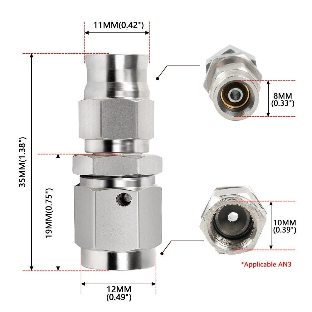Stainless Steel PTFE Teflon Brake Hose End Fitting Adapter