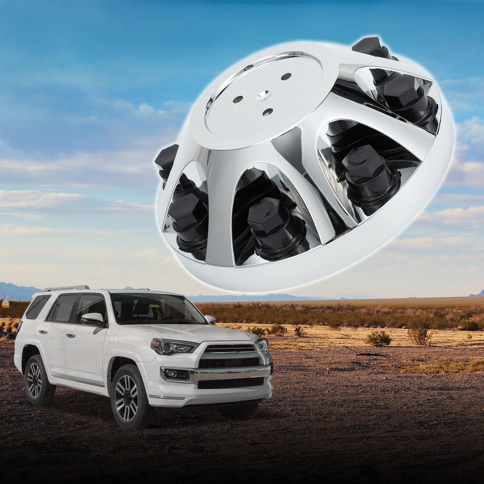 Wheel Center Caps for Chevrolet (OD: 226mm/8.90", Chrome, Plastic)