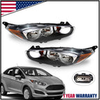 Headlight Pair for Ford Fiesta (2014–2019) - Left + Right - Black