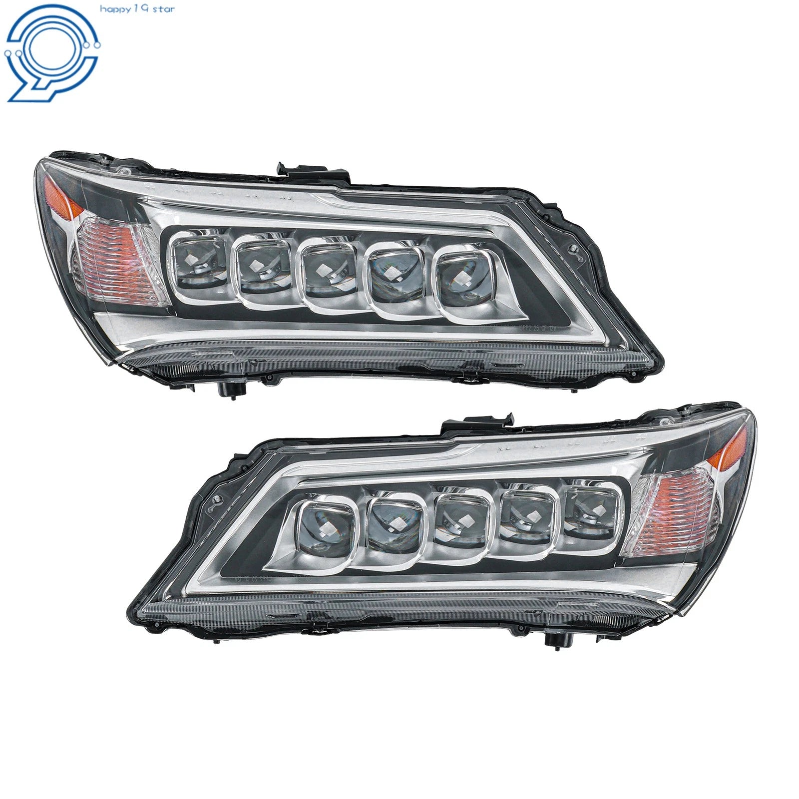 Set of 2 LED Chrome Headlights for Acura MDX (2014–2016)