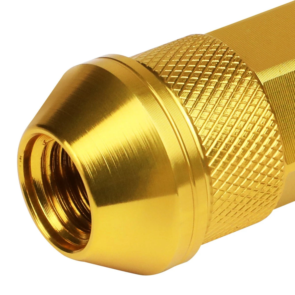 20 Pcs J2 7075 Forged Aluminum M12 x 1.5 Open-End Lug Nut Set w/Key Gold