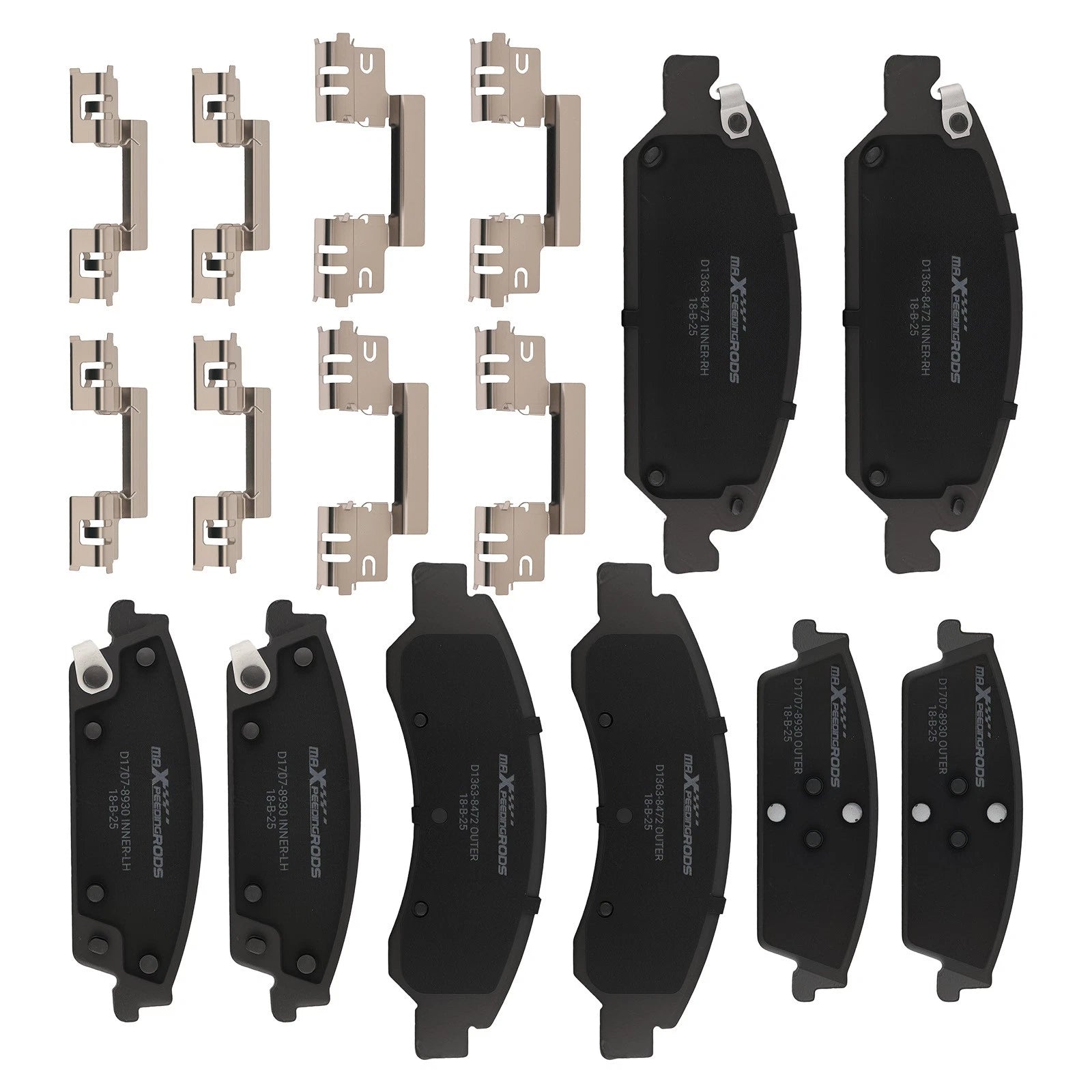 Set of 4 Ceramic Brake Pads for Chevrolet Silverado 1500 (2014–2018) P-1363 P-1707
