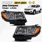Halogen Headlight Set for Jeep Compass (2017–2021) w/ Bulbs Left+Right