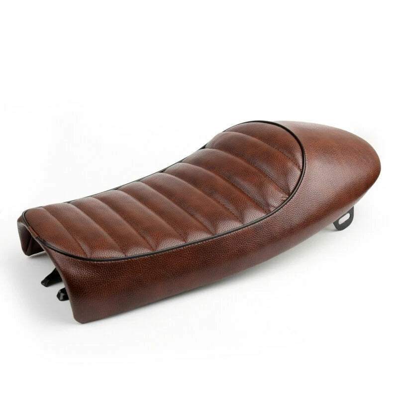 Universal Motorcycle Flat Hump Seat for Cafe Racer, Brat, Scrambler (Brown)