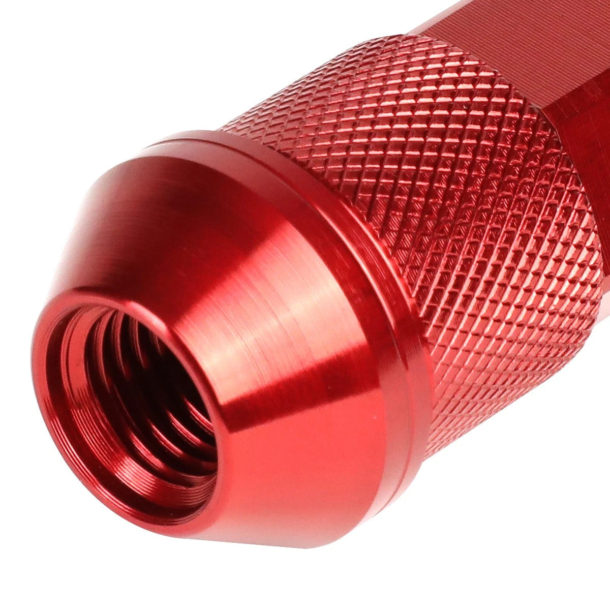 Set of 20 J2 7075 Forged Aluminum M12x1.5 Open-End Lug Nuts w/Adapter Red