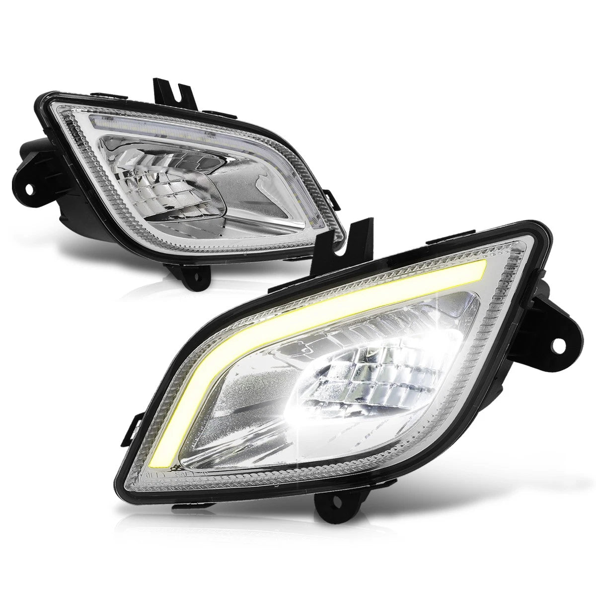 3D LED DRL Bar Chrome Housing Fog Lights for Freightliner Cascadia (2018–2024)