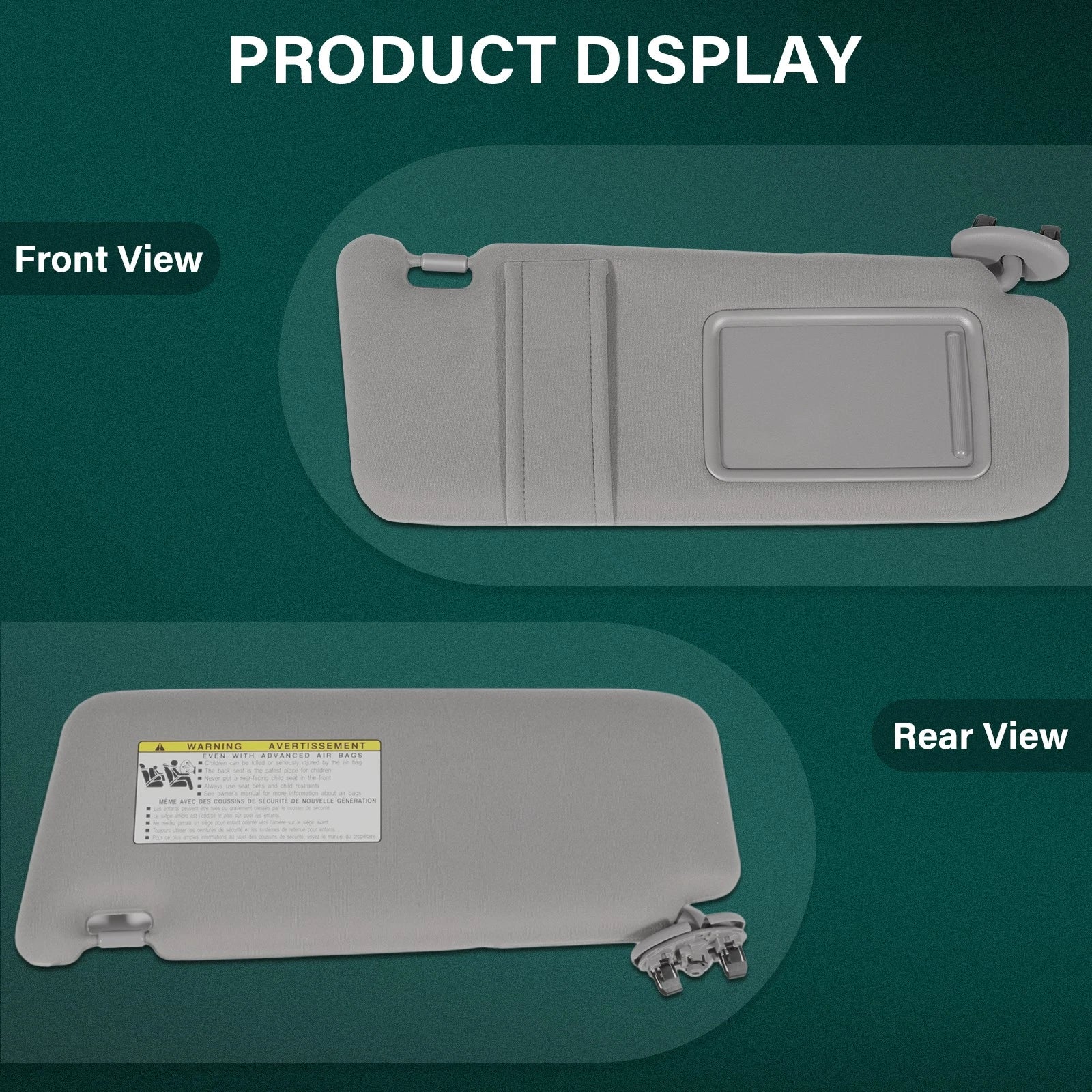 Gray Sun Visor for Toyota Camry (2007–2011) Right Passenger Side