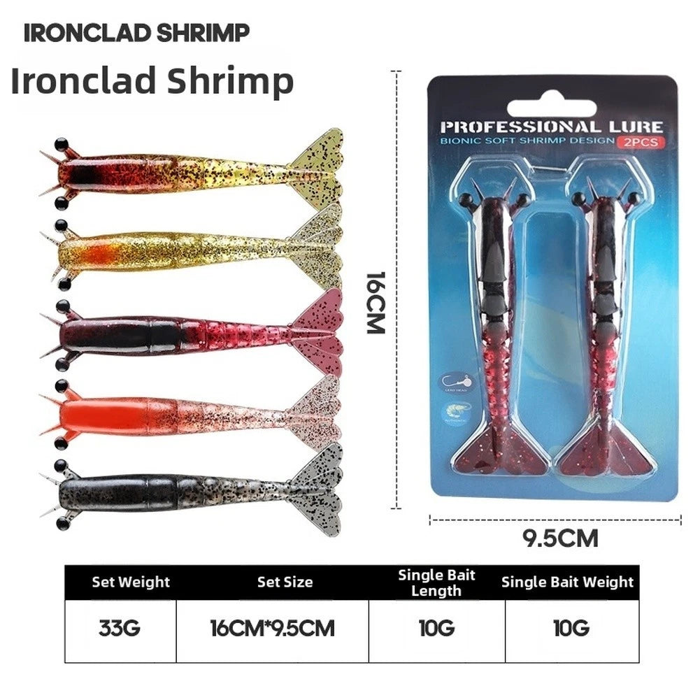 2X Fishing Shrimp Soft Bait Lure 9.5cm 11.5cm Sinking Realistic Design