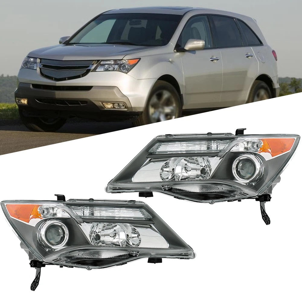 Headlight Assembly Pair for Acura MDX (2007–2009) HID Black