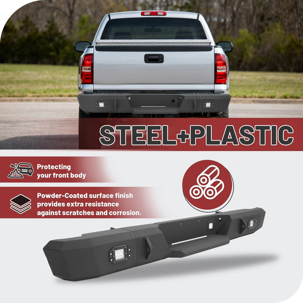 Complete Black Rear Bumper with LED Light for Chevrolet Silverado 1500 (1999–2006)