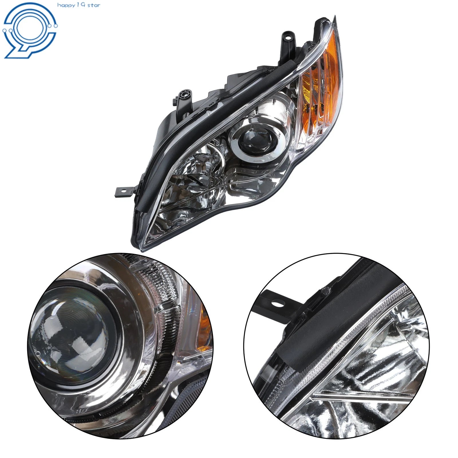 Set of 2 Halogen Chrome Headlights for Subaru Legacy (2008–2009)