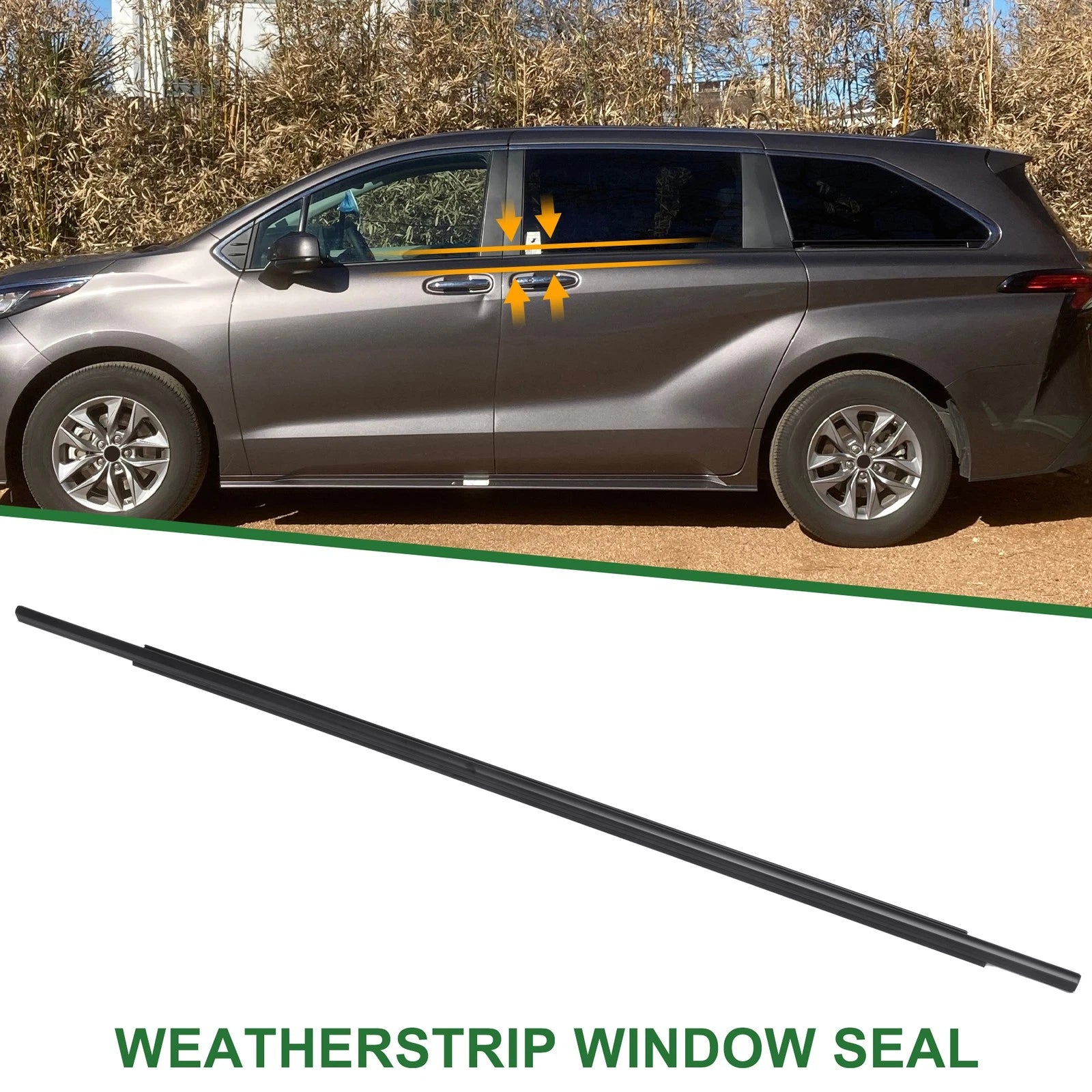 1pc Rear Left Weatherstrip Window Seal No. 6823008020 for Toyota Sienna (2011–2022)
