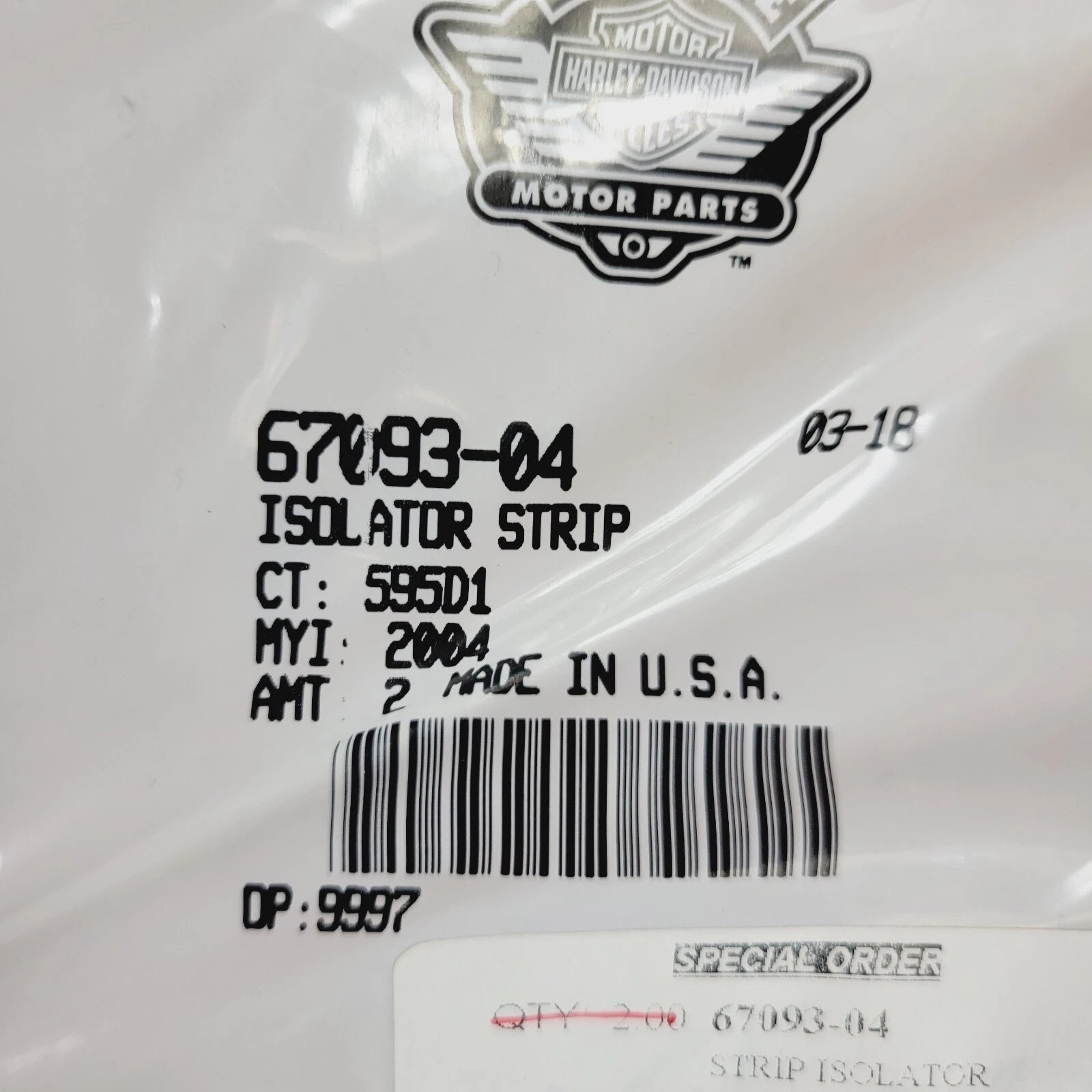 Isolator Solo Strip for Harley-Davidson Road Glide (2008–2013) 67093-04