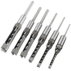 Set of 6 Square Hole Mortise Chisel Drill Bits 6.35mm to 16mm