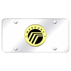 Gold Logo on Chrome License Plate - Officially Licensed for Mercury