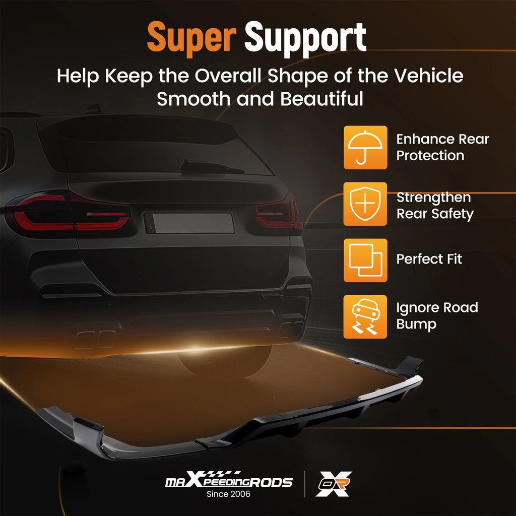 Gloss Black Rear Bumper Diffuser Side Apron Spats for BMW X7 G07 (2019–2025)