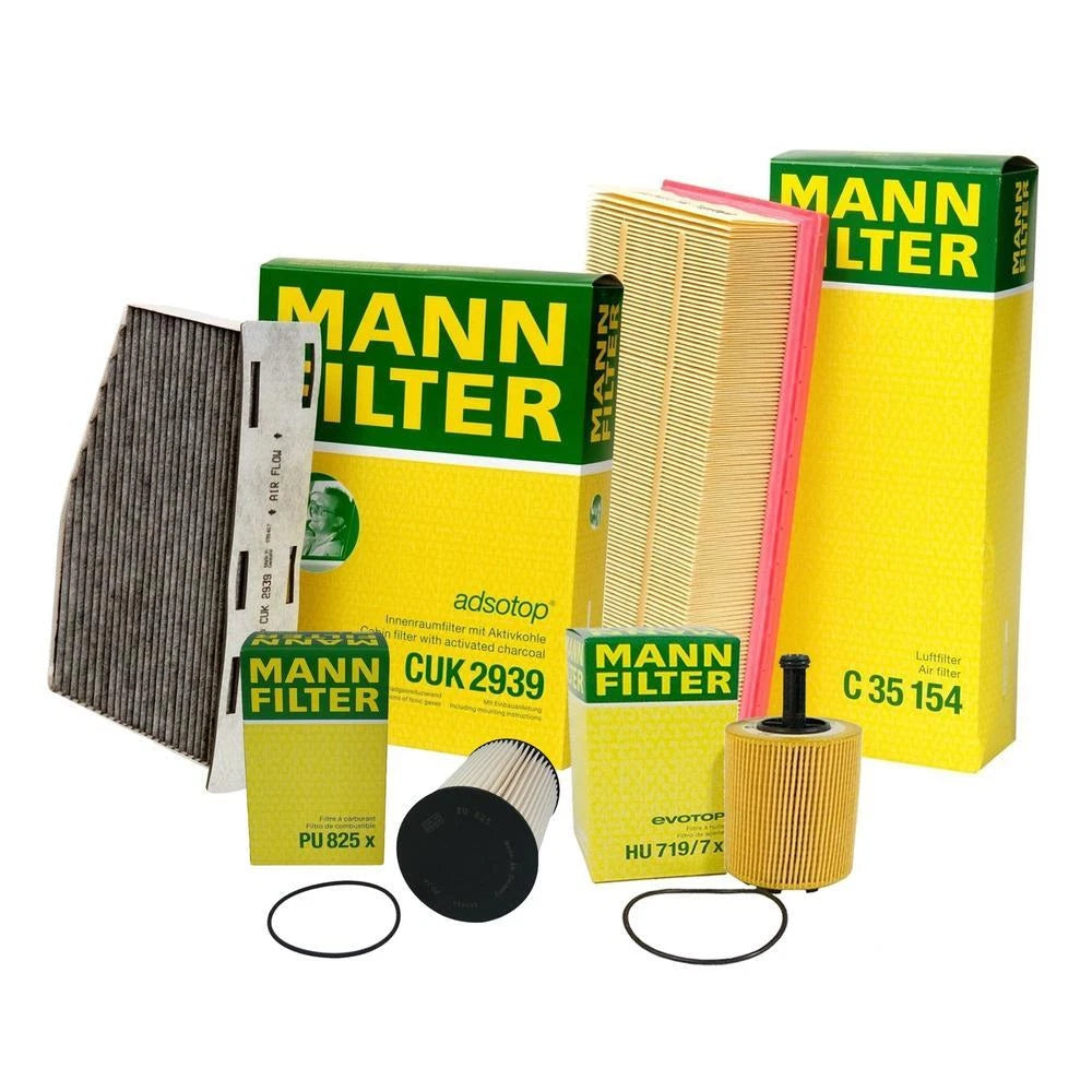 Mann Oil Air Carbon Cabin Fuel Filter Service Kit for Audi A3 TDI (2009–2013)