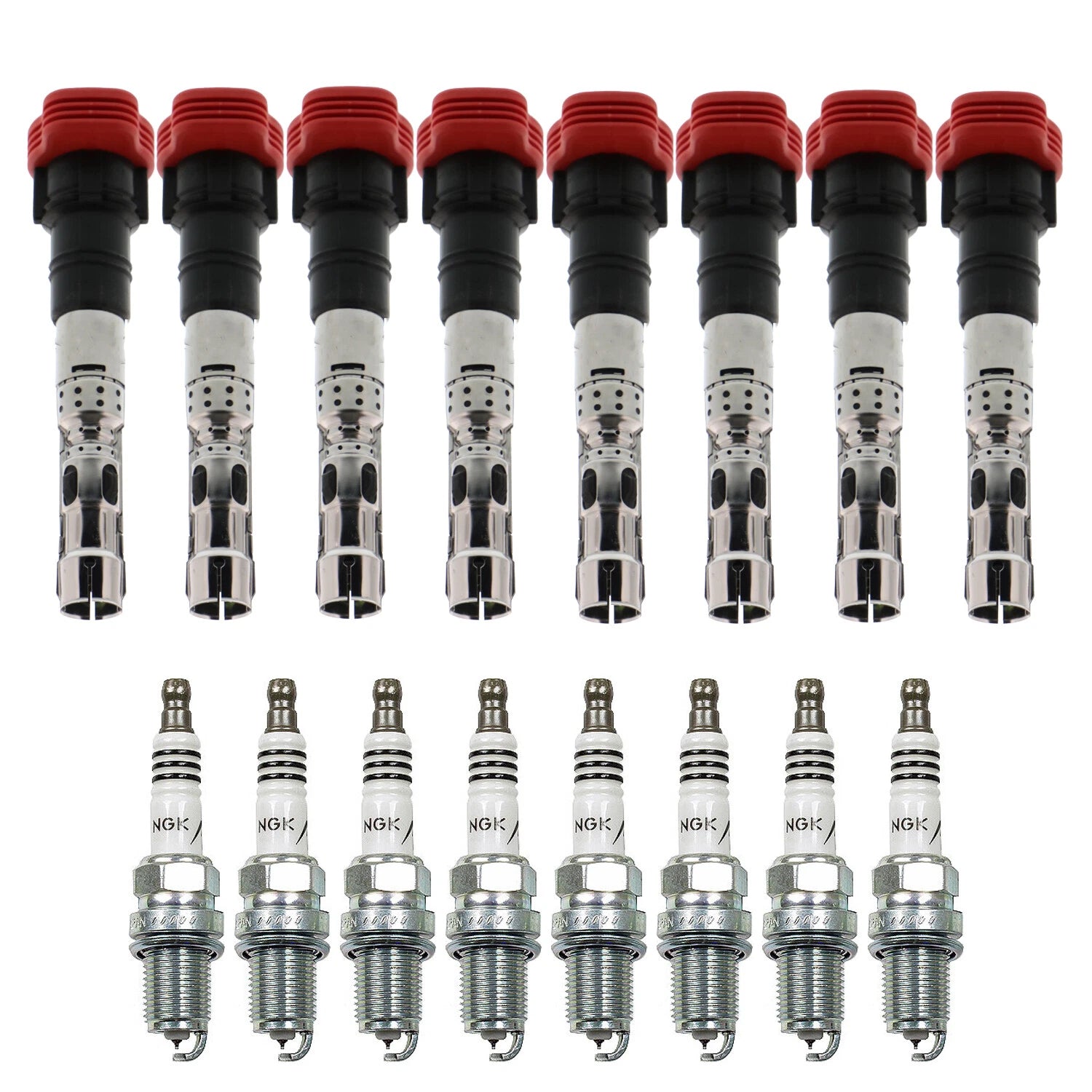 Set of 8 Ignition Coils & NGK Iridium IX Spark Plugs for Audi A8 Quattro S4 (1995–2009)
