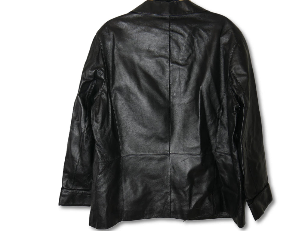 Genuine Leather Jacket for Women - Large Black Zip Up