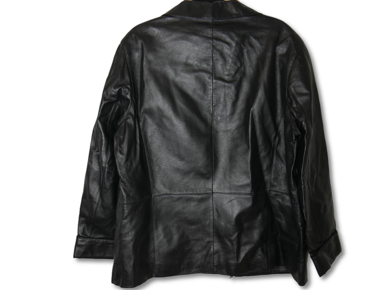 Genuine Leather Jacket for Women - Large Black Zip Up