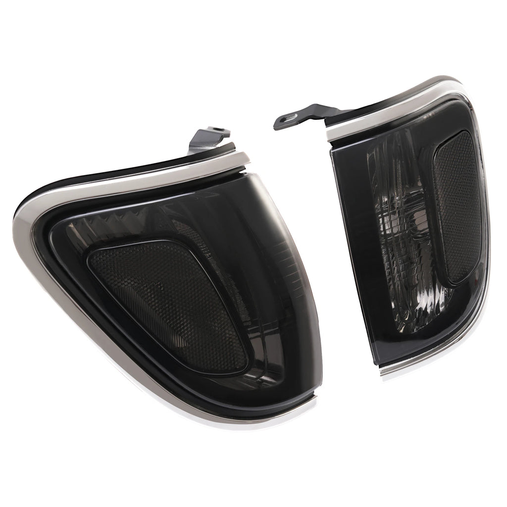 2Pcs Turn Signal Light Corner Light W/Bulbs for Toyota Tacoma (2001–2004) Smoke Chrome