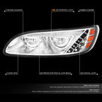 Chrome Amber LED Reflector Headlights for Peterbilt 325/330/335/337/340 (1999–2020)