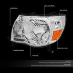 Pair of Chrome Housing Amber Corner Headlights for Toyota Tacoma (2005–2011)
