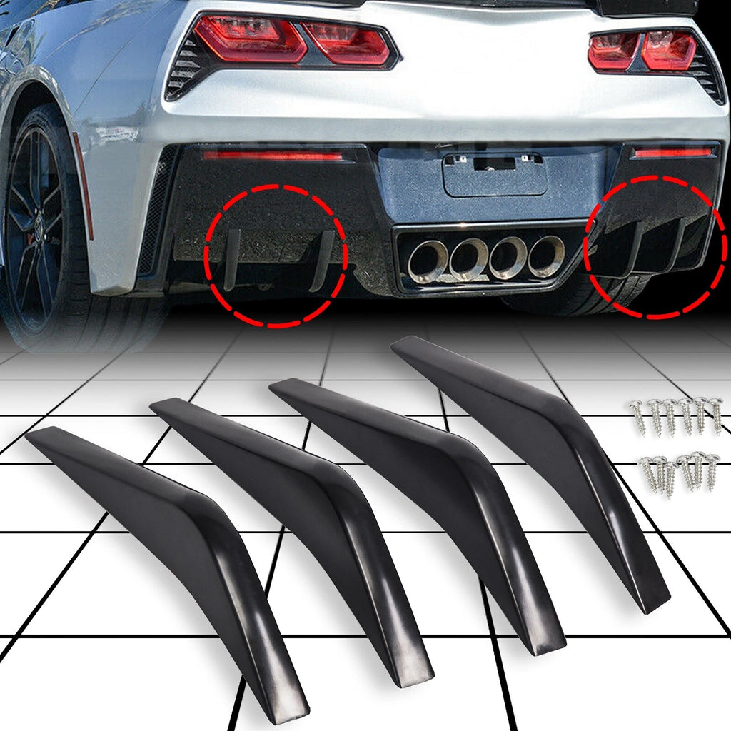 Rear Bumper Lower Air Diffuser Fins for Corvette C7 (2014–2020) Matte Black