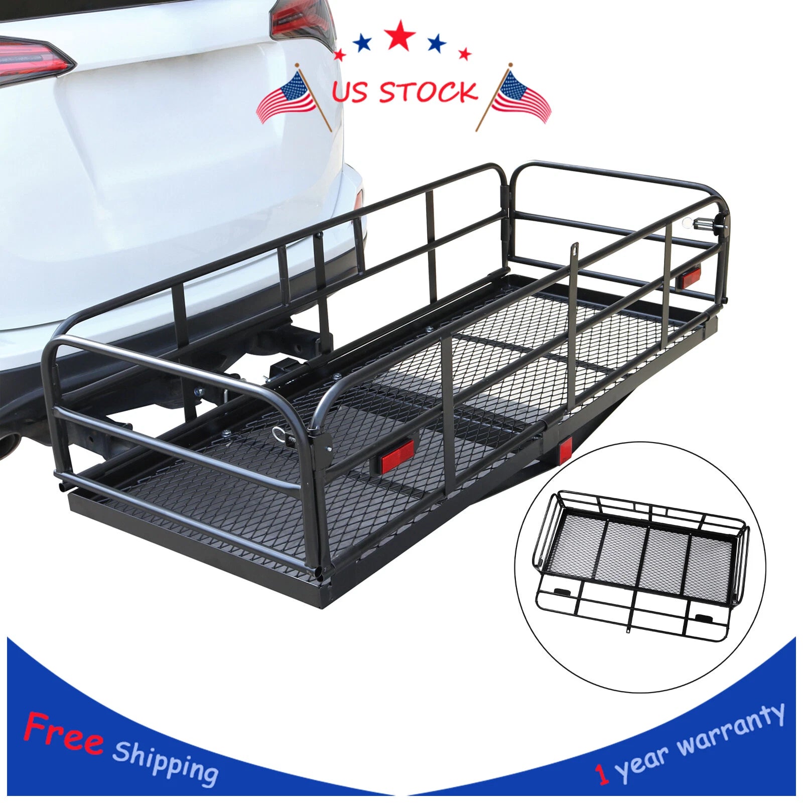 Folding Cargo Basket for Car SUV (500lbs Capacity)