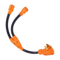 Ergonomic Handle 50A Plug to Dual 15A Receptacle Cord (30 Inches)