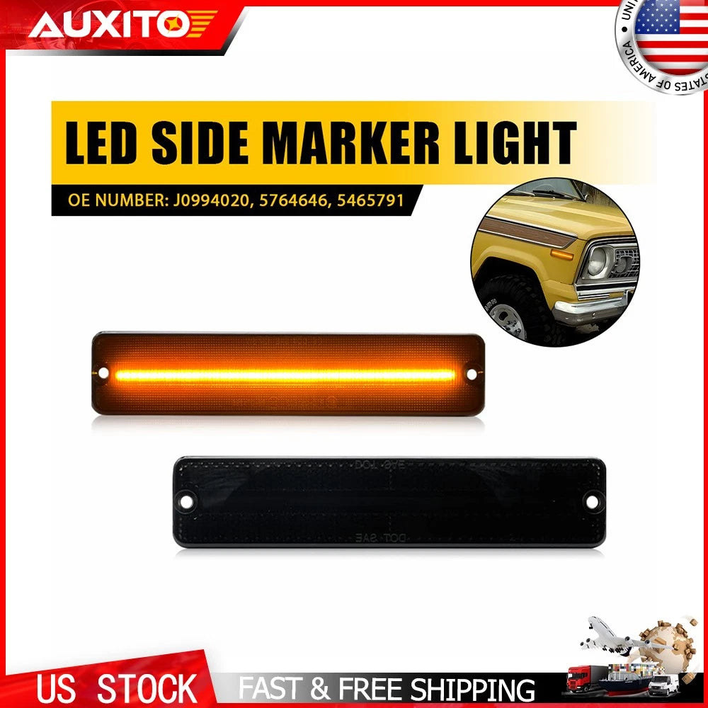 Smoked Amber LED Side Marker Lights for Jeep CJ5 CJ6 CJ7 CJ8 SJ Wagoneer (1972–1986)