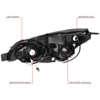 Black Housing Amber Side Projector Headlight for Subaru Outback/Legacy (2010–2014)