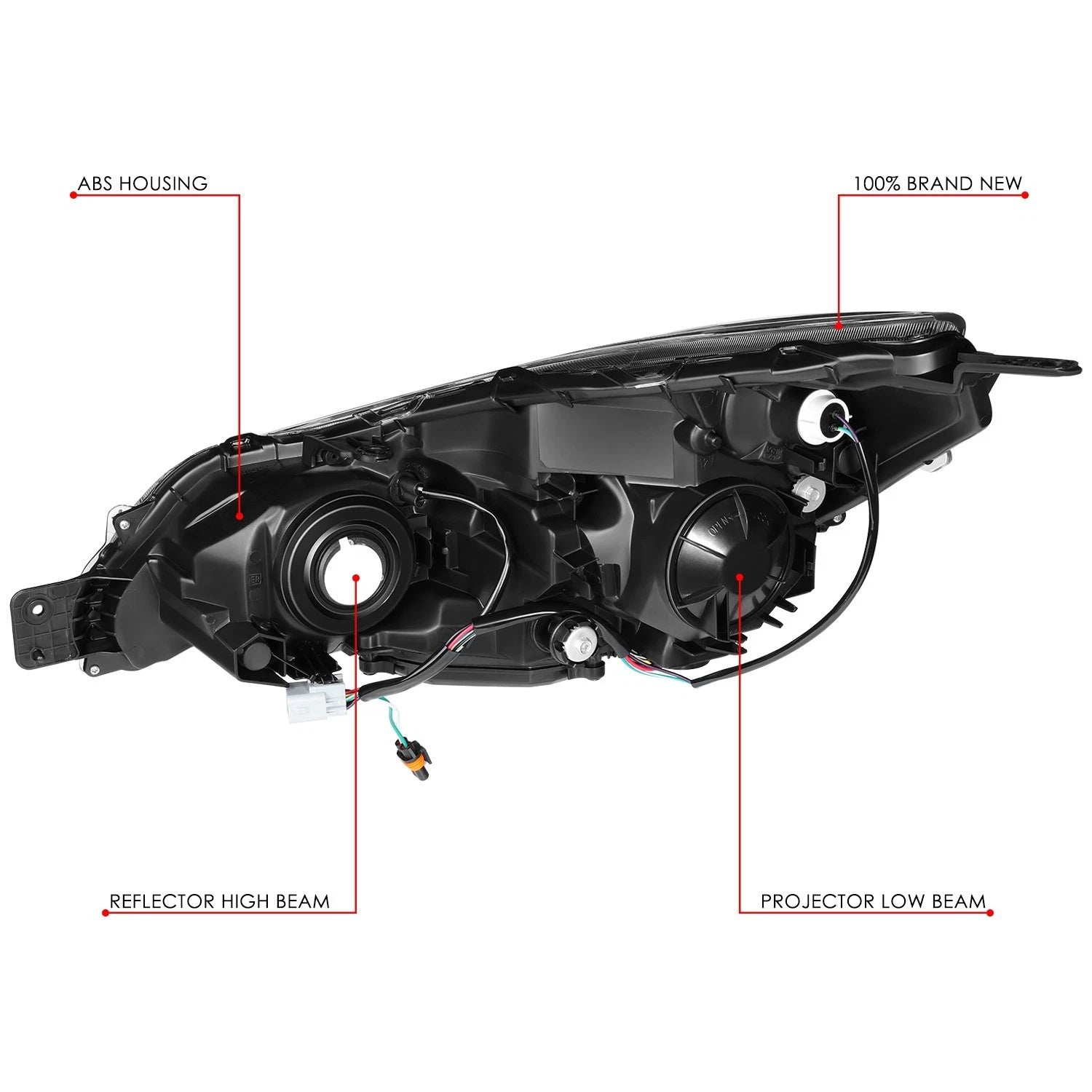 Black Housing Amber Side Projector Headlight for Subaru Outback/Legacy (2010–2014)