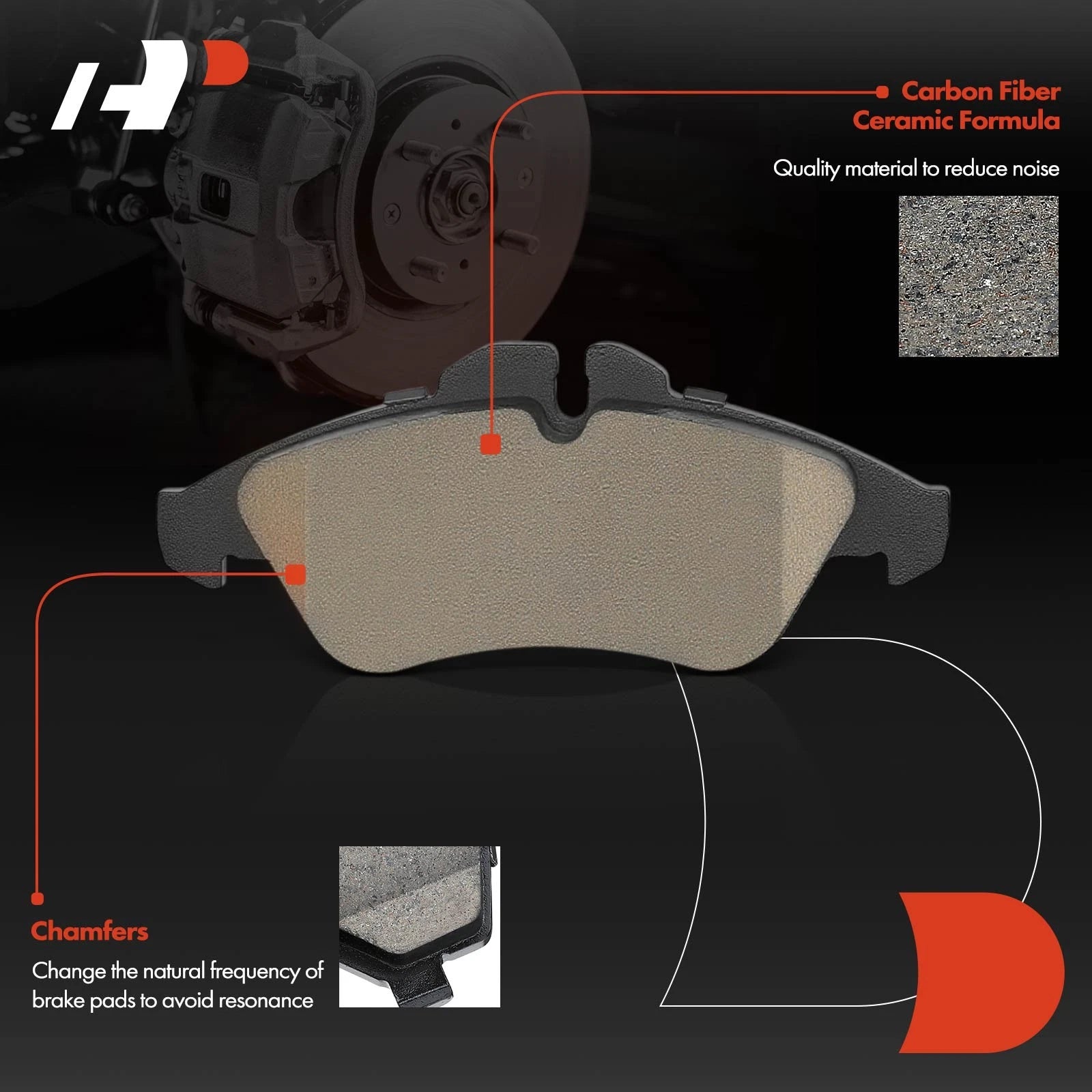 Set of 4 Front Ceramic Brake Pads for Mercedes-Benz Sprinter (2004–2006)