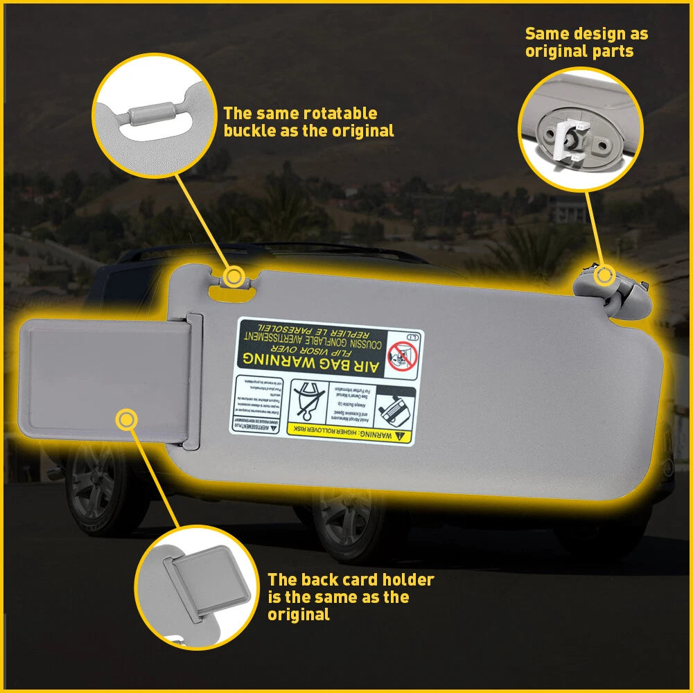 Driver Side Gray Sun Visor for Toyota RAV4 (2006â2012)