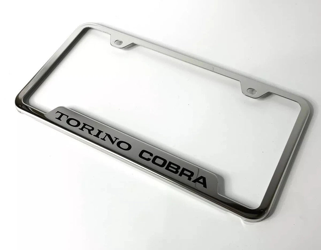 Chrome License Plate Frame with Laser Engraved Emblem for Ford Torino Cobra (1968–1971)
