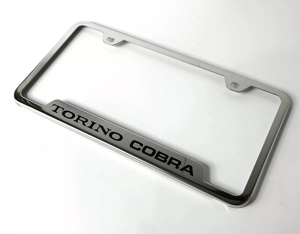 Chrome License Plate Frame with Laser Engraved Emblem for Ford Torino Cobra (1968–1971)