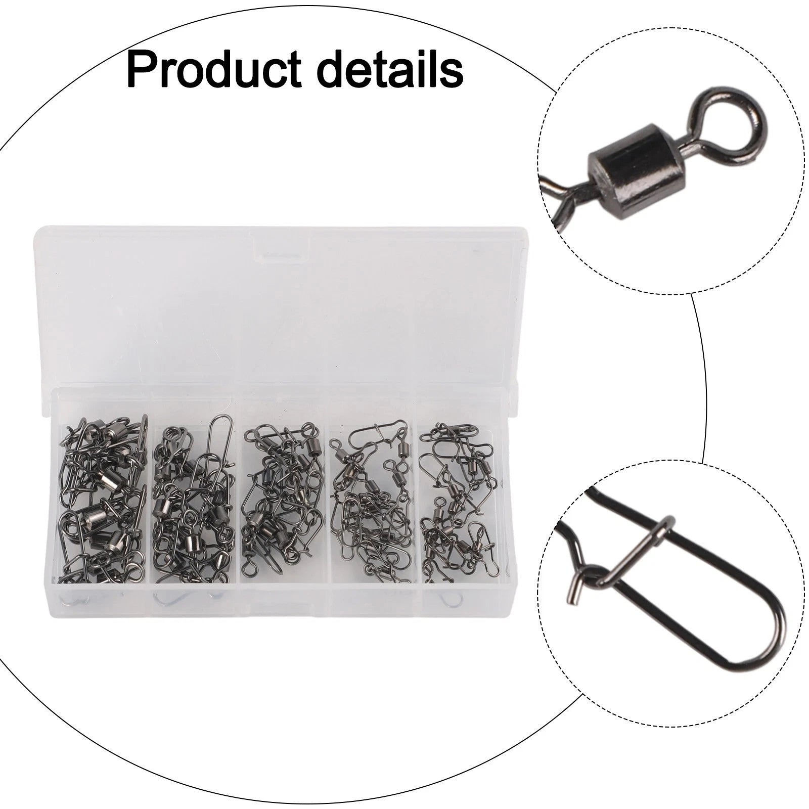 50pcs Fishing Swivels Clips 4# 6# 8# 10# 12# Copper Iron Material